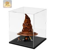 Vetrina Espositiva Teca Plexiglass Acrilico per Lego 76429 Talking Sorting Hat 43270 10338 31152 43238 21355 Collezionismo, Trasparente Scatola con Base in Legno-plastica, Interno Nero 25x25x30cm