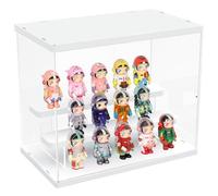 Vetrina Espositiva Vetrina Acrilico con Porta e 3 Ripiani supporto di Pop Figura, Teca Plexiglass per Collezione, Antipolvere Teca Espositiva