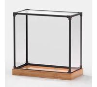 Vetrina Espositiva Vetrina Espositiva Stretta in Acrilico Trasparente, Scatola Portaoggetti Impilabile con Coperchio Antipolvere e Base Effetto Legno(60x60x45cm(24x24x18in))