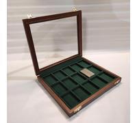 Vetrina espositore per accendini da collezione accendini Zippo e St. Dupont, 15 scomparti, legno massello e velluto, cofanetto artigianale numerato - Coins&More