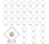 Vetrina galleggiante da 40 pezzi con base 3x3x1'' Cornice trasparente trasparente Display facile da installare con chiusura a scatto per anelli, orecchini, medaglie, gemme e piccoli oggetti..