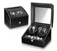 Vetrina Girevole Per Orologi, Avvolgitori Per Orologi, 4 Rotatori Per Orologi E 6 Scomparti, 5 Modalità Di Avvolgimento, Coperchio Ribaltabile A 120°, Design Antimagnetico, Silenzioso 15 Db B