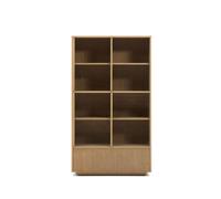 Vetrina Helvine 4 ante 2 cassetti impiallacciatura rovere vetro temperato 100x174cm FSC 100%