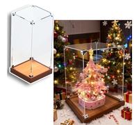 Vetrina in Acrilico ad Alta trasparenza con Base in Legno per Regali di Natale, Oggetti d'Arte da Collezione e Organizer - 40x40x25 cm