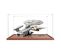 Vetrina in acrilico compatibile con Lego 10356 Star Trek Enterprise Toys, antipolvere, scatola portaoggetti, compatibile con 10356 (solo scatola espositiva, kit non incluso) (trasparente + legno 2 mm)