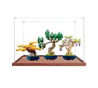 Vetrina in acrilico compatibile con Lego 10373 Bonsai, antipolvere, scatola portaoggetti, compatibile con 10373 (solo scatola espositiva, kit non incluso) (trasparente + legno)