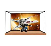 Vetrina in acrilico compatibile con Lego 75355 Set di giocattoli da combattimento, antipolvere, scatola portaoggetti, compatibile con 75355 (solo scatola espositiva, kit non incluso) (sfondo A+ Wood)