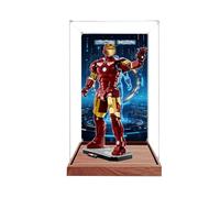 Vetrina in acrilico compatibile con Lego 76344 Armor Toys Set, antipolvere, scatola portaoggetti, compatibile con 76344(solo scatola espositiva, kit non incluso) (sfondo + legno B)