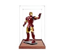 Vetrina in acrilico compatibile con Lego 76344 Armor Toys Set, antipolvere, scatola portaoggetti, compatibile con 76344(solo scatola espositiva, kit non incluso) (trasparente + legno 2 mm)