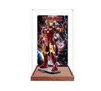 Vetrina in acrilico compatibile con Lego 76344 Armor Toys Set, antipolvere, scatola portaoggetti, compatibile con 76344(solo scatola espositiva, kit non incluso) (sfondo + legno A)