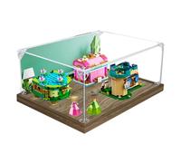 Vetrina in acrilico, compatibile con set Lego 43203, antipolvere, custodia trasparente, compatibile con 43203 (solo scatola espositiva, kit non incluso) (sfondo in legno)