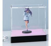 Vetrina in acrilico con base di illuminazione LED RGB USB, controllata da app e chiave, vetrina trasparente per oggetti da collezione, giocattoli, figure e cimeli, 20 x 20 x 20 cm