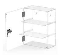 Vetrina in acrilico con chiave di serratura, rimovibile, a 3 ripiani, trasparente, con ripiani di chiusura, vetrina per oggetti da collezione e conservazione sicura (30 x 15 x 39,9 cm)