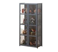 Vetrina In Acrilico For Oggetti Da Collezione, Vetrina Con Ante, Design A Doppia Anta, Trasparente Su Tre Lati, For Vari Tipi Di Stoccaggio Domestico.(Grey,62x33x130cm)