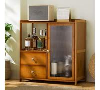 Vetrina in acrilico marrone per oggetti da collezione in bambù naturale, antipolvere, facile installazione, design con porta a ribalta, perfetta per la decorazione della casa o dell'ufficio