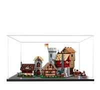 Vetrina in acrilico per Lego 10332, set di edifici quadrati di città medievale, trasparente, antipolvere, compatibile con Lego 10332 (solo vetrina) (base trasparente da 10 mm)