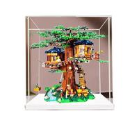 Vetrina in acrilico per Lego 21318 Casa sull'albero, trasparente antipolvere per kit di costruzione Lego 21318, (modello non incluso) 40 x 40 x 45 cm (base bianca)