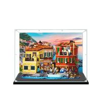 Vetrina in acrilico per Lego 21359 modello architettonico di città balneare italiana, scatola antipolvere da 3 mm, vetrina compatibile con Lego 21359 (modello non incluso) (sfondo nero base B)