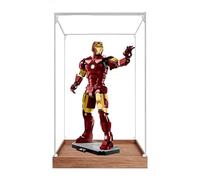 Vetrina in acrilico per Lego 76344 Mech, scatola antipolvere, scatola portaoggetti, scatola trasparente, scatola da esposizione compatibile con 76344 (solo scatola) (base marrone da 3 mm)