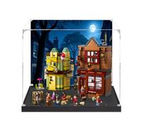 Vetrina in acrilico per Lego 76452 Boutique e gelateria, antipolvere con protezione UV, su misura per Lego 76452, edizione da collezione (modello non incluso) (sfondo + base nera)