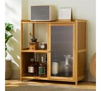 Vetrina in acrilico per oggetti da collezione in bambù naturale con porta a cerniera, antipolvere e sigillata, facile da installare, perfetta per la decorazione domestica (colore naturale, dimensioni