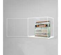 Vetrina in acrilico per radio Lego 10334, modello a blocchi di costruzione, trasparente, antipolvere, 25 x 10 x 25 cm, solo scatola espositiva, idea regalo, personalizzabile (porta bianca)