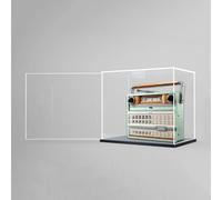 Vetrina in acrilico per radio Lego 10334 retrò, modello a blocchi di costruzione, trasparente, antipolvere, 25 x 10 x 25 cm, solo scatola espositiva, idea regalo, personalizzabile (porta nera)