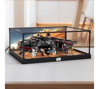 Vetrina in acrilico, progettata per Lego 75389 Millennium Falcon, custodia antipolvere, utilizzata per proteggere il modello da collezione (solo scatola di visualizzazione) (base nera+sfondo)