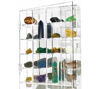 Vetrina GJKLDCVB in Acrilico Regolabile, Trasparente, con Ripiani, Organizer per Mini Figure Pop, Oggetti da Collezione, Cristallo Minerale, Pietre, Montabile a Parete, con Specchio e Coperchio
