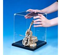 Vetrina in Acrilico, teca in Acrilico Trasparente con Base Nera - Scatola portaoggetti Antipolvere e Facile da Montare per Puzzle 3D in Legno e modellini - Opzioni di Altezza: 16" 18" 20" 22