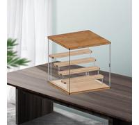 Vetrina in acrilico trasparente con base in legno Scatola da appoggio Organizer