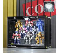 Vetrina in Acrilico Trasparente con LED e Porta Magnetica, Teca Plexiglass Espositiva 3 Ripiani Rimovibili - Display Case per Action Figure, Collezione e Modelli in Miniature(Nero,11,8"x6,7"x9"inch)