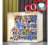Vetrina in Acrilico Trasparente con LED e Porta Magnetica, Teca Plexiglass Espositiva 3 Ripiani Rimovibili-Display Case per Action Figure, Collezione e Modelli in Miniature(Giallo,13,4"x9"x12,6"inch)