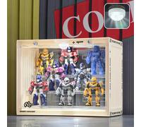 Vetrina in Acrilico Trasparente con LED e Porta Magnetica, Teca Plexiglass Espositiva 3 Ripiani Rimovibili-Display Case per Action Figure, Collezione e Modelli in Miniature(Giallo,11,8"x6,7"x9"inch)