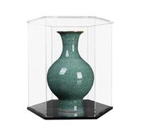 Vetrina in acrilico, vetrina per cimeli, 33 x 33 cm, con base nera, espositore trasparente per oggetti da collezione, bambole, giocattoli, modelli, organizzazioni, casco/basket (A)