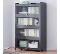 Vetrina in bambù per oggetti da collezione, vetrina con porta ribaltabile, vetrina Lego, elegante contenitore grigio da 70 cm, design sicuro ed ecologico