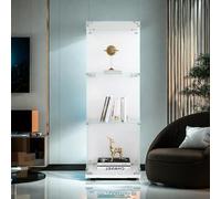 Vetrina in vetro, 125,5 × 42,5 × 36,5 cm, Vetrine moderne con 3 ripiani, per soggiorno, camera da letto, ufficio, libreria bianca a pavimento in vetro