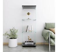 Vetrina in vetro, armadio moderno con 3 ripiani in vetro ESG, vetrina da collezione per il bar, il soggiorno, 125 x 42 x 36 cm, nero