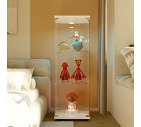 Vetrina in vetro Comanlai, con illuminazione a LED Vetrina a 3 strati, 1 anta, serratura, vetrina trasparente per mobili