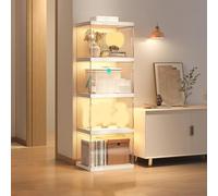 Vetrina in vetro con anta in acrilico per oggetti da collezione, libri e stoccaggio, design ad angolo con ripiani