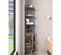 Vetrina in vetro con ante in vetro e luci, vetrina angolare per oggetti da collezione e liquori, stand Curio da terra