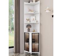 Vetrina in vetro con ante in vetro e luci, vetrina angolare per oggetti da collezione e liquori, stand Curio da terra