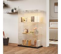 Vetrina in vetro con illuminazione a LED, vetrina in vetro a 2 ante e 3 piani, armadio portaoggetti in vetro moderno vetrina in vetro per soggiorno, camera da letto, 123 x 79 x 35 cm (2 ante 3 strati