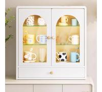 Vetrina in vetro con luce LED, moderna angolare Curio Storage per sala da pranzo, ripiani regolabili per oggetti da collezione