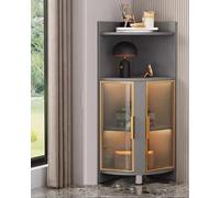 Vetrina in vetro con luci a LED, libreria angolare autoportante per statuette Curio, organizer per camera da letto e ufficio