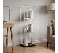 Vetrina in vetro con porte, mobile vetrina soggiorno con 1 ante e 3 ripiani armadio da collezione con striscia luminosa a LED per oggetti da collezione 123 x 40 x 35 cm (1 porta a 3 strati striscia