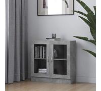 Vetrina in vetro grigio cemento - Moderna libreria e vetrina per soggiorno/ufficio, 82,5 x 30,5 x 80 cm, legno ingegnerizzato, elegante arredamento per la casa