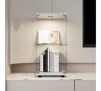 Vetrina in vetro stile moderno con 2 ripiani in vetro, 1 porta, illuminazione a LED e serratura, vetro temperato, 86 x 40,4 x 36,5 cm, adatto per soggiorno, camera da letto, ufficio (bianco)
