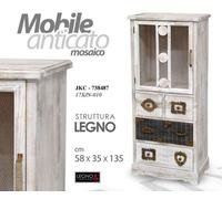 VETRINA MOBILE ANTICATO CREDENZA CASSETTI 2 ANTE BIANCO NERO LEGNO 1355835