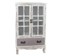 VETRINA MOBILE ANTICATO CREDENZA CASSETTO 2 ANTE BIANCO GRIGIO LEGNO 1146736cm